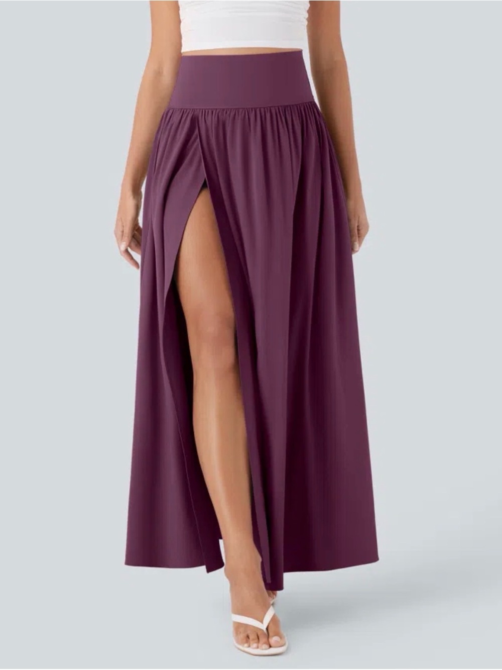 Halara Breezeful High Waisted Split Maxi Skirt Built-In Shorts Burgundy Size L
